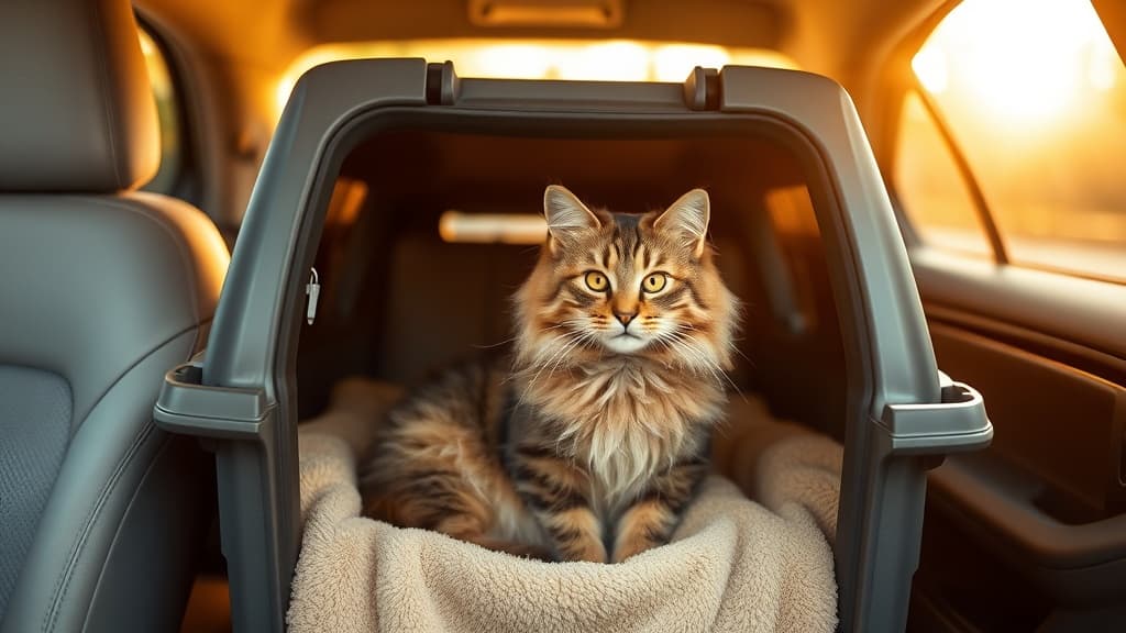 車内のキャリーにいる猫