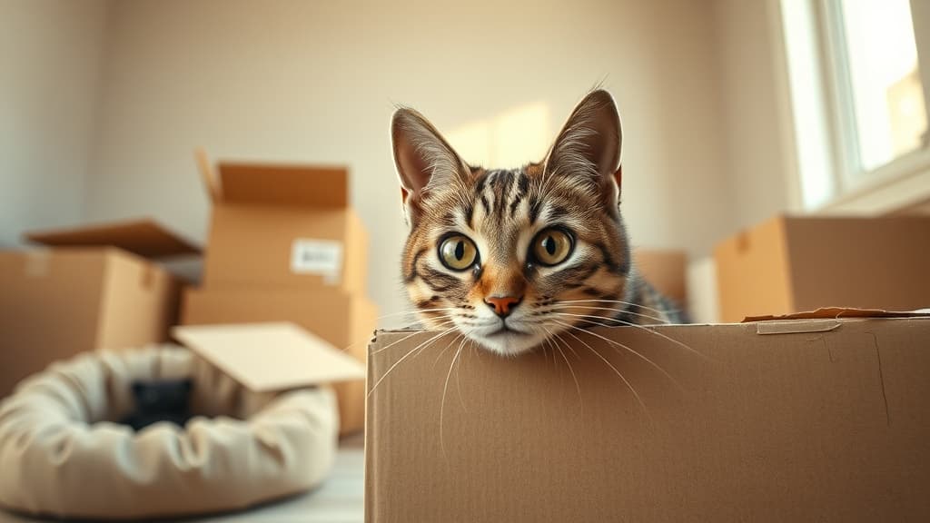 段ボール箱の中の猫